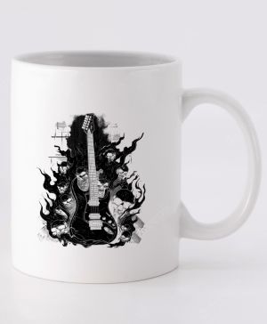 Rocková kytara pekla, černý tisk