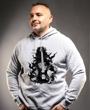 Rocková kytara pekla, černý tisk