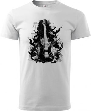 Rocková kytara pekla, černý tisk