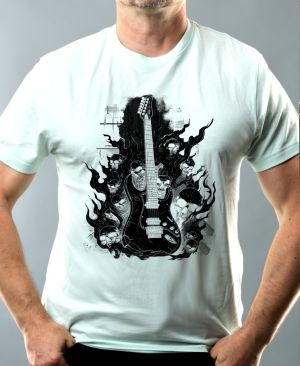 Rocková kytara pekla, černý tisk