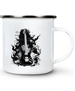 Rocková kytara pekla, černý tisk