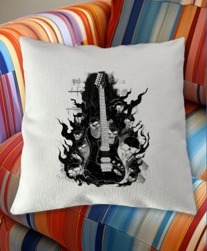 Rocková kytara pekla, černý tisk