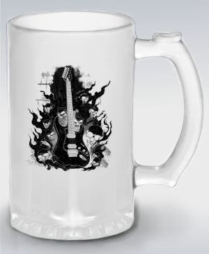 Rocková kytara pekla, černý tisk