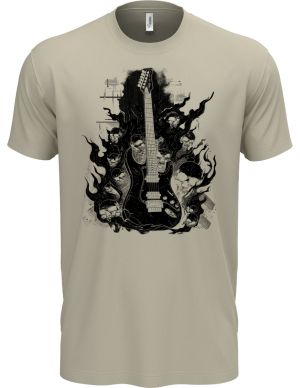 Rocková kytara pekla, černý tisk