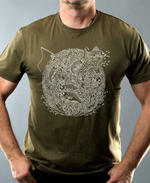 Rybářská mandala, bílý potisk