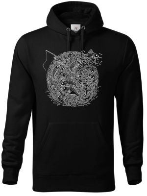 Rybářská mandala, bílý potisk