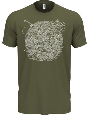 Rybářská mandala, bílý potisk