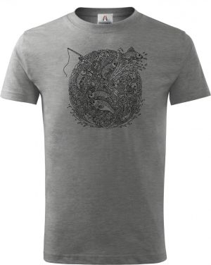 Rybářská mandala, černý potisk