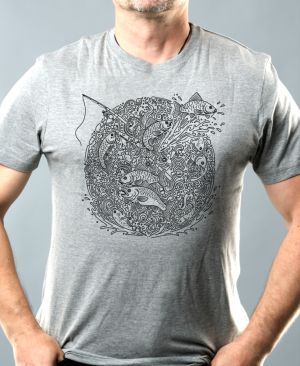 Rybářská mandala, černý potisk