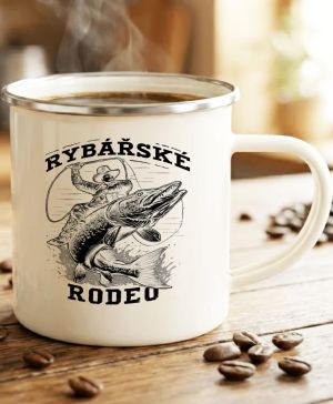 Rybářské rodeo, štika, černý potisk