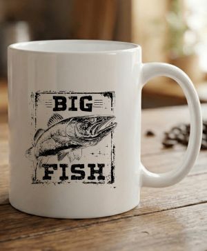 Rybářské tričko Big Fish, retro candát černý potisk