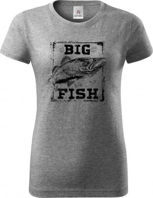 Rybářské tričko Big Fish, retro candát černý potisk