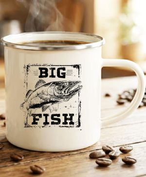 Rybářské tričko Big Fish, retro candát černý potisk