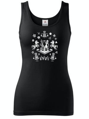 Šachová partie, bílý potisk