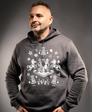 Šachová partie, bílý potisk