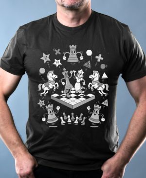 Šachová partie, bílý potisk