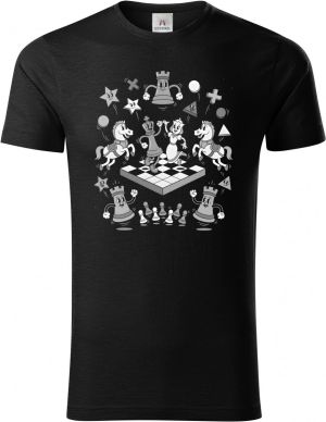 Šachová partie, bílý potisk