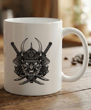 Samurajská maska Oni, černý tisk