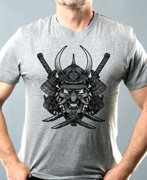 Samurajská maska Oni, černý tisk