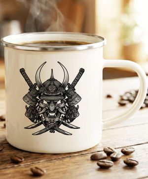 Samurajská maska Oni, černý tisk