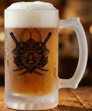 Samurajská maska Oni, černý tisk