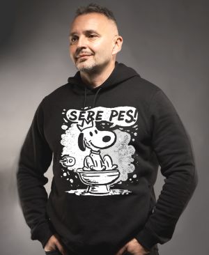 Sere pes, bílý potisk