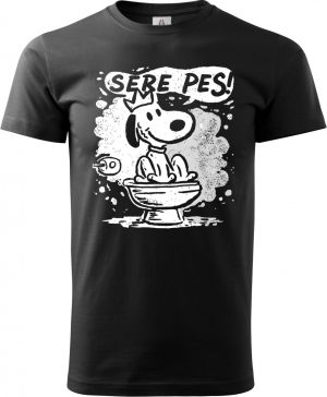Sere pes, bílý potisk