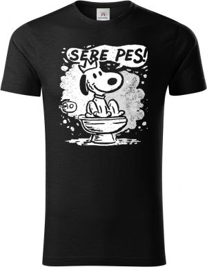 Sere pes, bílý potisk