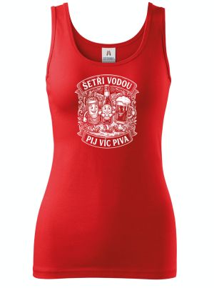 Šetři vodou, pij víc piva, bílý potisk