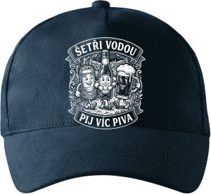 Šetři vodou, pij víc piva, bílý potisk