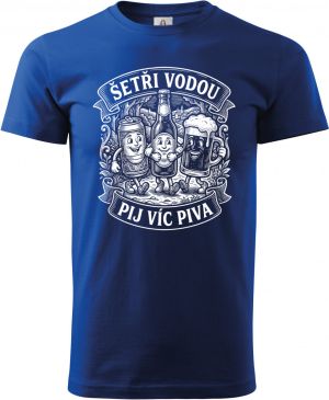 Šetři vodou, pij víc piva, bílý potisk