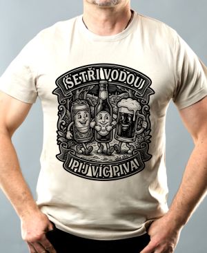 Šetři vodou, pij víc piva, černý potisk