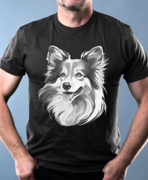 Sheltie, bílý tisk