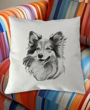 Sheltie, černý tisk