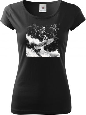 Skeleton na surfu, bílý potisk