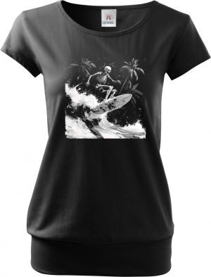 Skeleton na surfu, bílý potisk