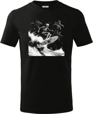 Skeleton na surfu, bílý potisk