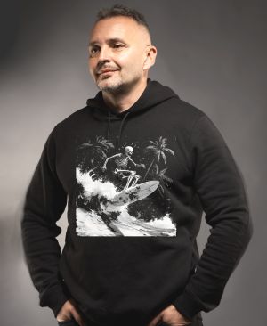 Skeleton na surfu, bílý potisk