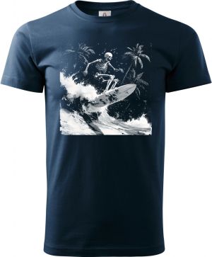 Skeleton na surfu, bílý potisk
