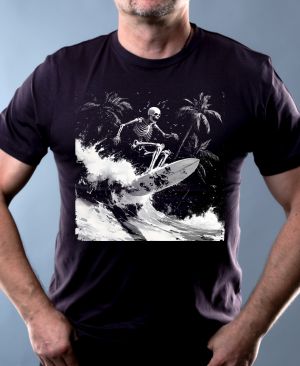 Skeleton na surfu, bílý potisk