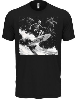 Skeleton na surfu, bílý potisk