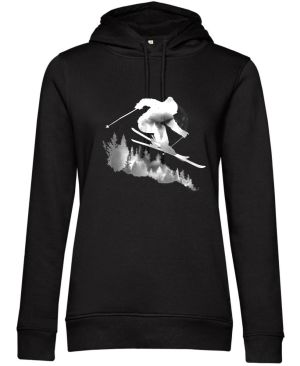 Skier v lese, bílý potisk
