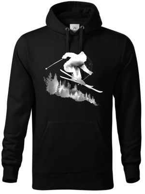 Skier v lese, bílý potisk