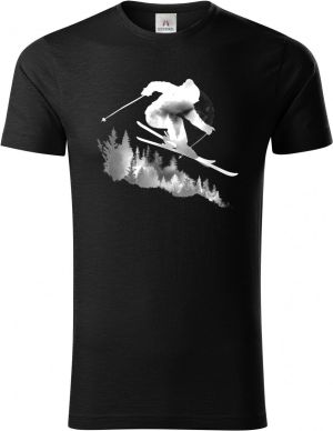 Skier v lese, bílý potisk