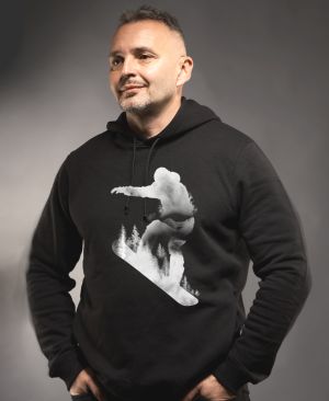 Snowboardista, bílý potisk
