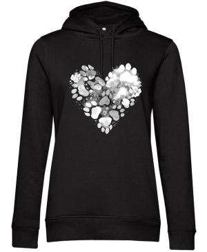 Srdce z tlapek, bílý potisk