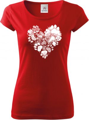 Srdce z tlapek, bílý potisk