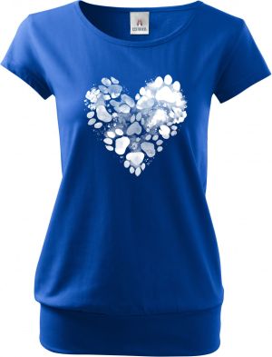 Srdce z tlapek, bílý potisk