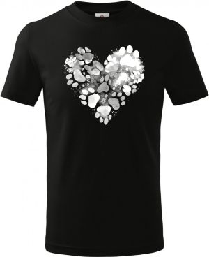 Srdce z tlapek, bílý potisk