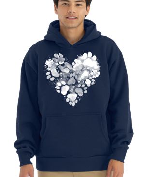 Srdce z tlapek, bílý potisk